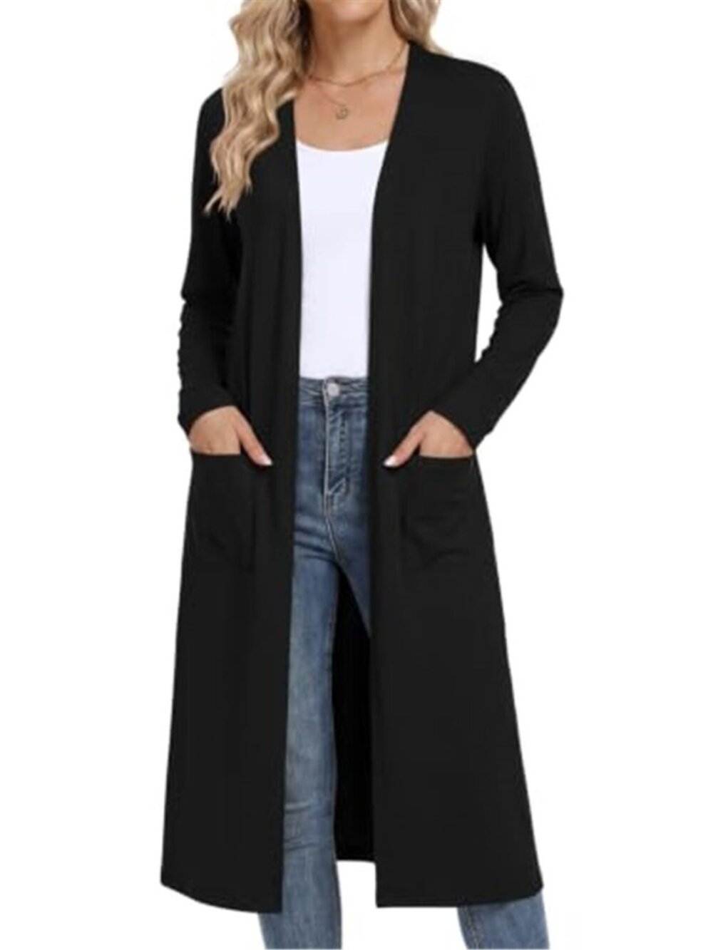 Women's Long Cardigan Lightweight Open Front Maxi Duster with Pockets